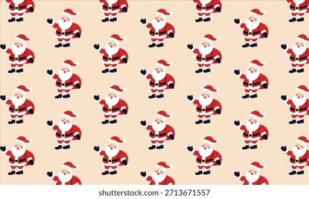 Patrón de Navidades sin costuras y año Nuevo con Santa Claus sosteniendo un saco de regalos sobre fondo pastel, diseño de papel de regalo festivo