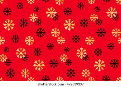 Seamless Christmas and New Year pattern.Vector abstract background with golden  and black snowflakes for design and decoration textile, covers, package, wrapping paper. 
