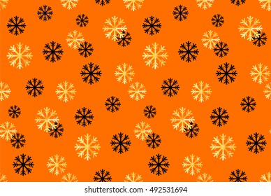 Seamless Christmas and New Year pattern.Vector abstract background with golden  and black snowflakes for design and decoration textile, covers, package, wrapping paper. 