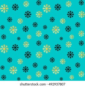 Seamless Christmas and New Year pattern.Vector abstract background with golden  and black snowflakes for design and decoration textile, covers, package, wrapping paper. 