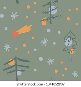 Patrón vectorial de Navidad y Año Nuevo sin problemas. Perfecto para papel tapiz, papel de regalo, rellenos de patrones, fondo de página web, tarjetas de felicitación de caída.