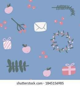 Seamless Christmas &  New Year  vector pattern. Perfect for wallpaper, gift paper, pattern fills, web page background, fall greeting cards.