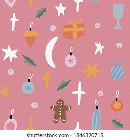 Nahtlose Weihnachten und Neujahr Vektorgrafik. Perfekt für Tapete, Geschenkpapier, Muster Füllungen, Web-Hintergrund, Herbst Grußkarten.