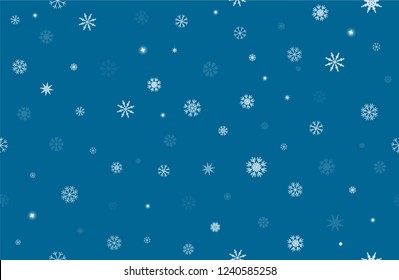 Seamless Christmas, New Year, winter snow flakes pattern on blue background