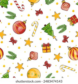 Seamless Christmas Ornament Pattern ,Vector