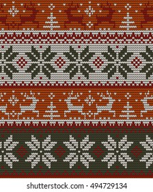 Seamless Christmas ornament: Sweater with deers