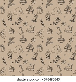 Seamless Christmas ornaments with a festive elements