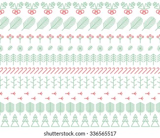 Seamless christmas pattern in abstract line style 4