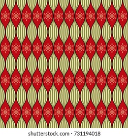 Seamless Christmas pattern background. Abstract decorative shapes and snowflakes  