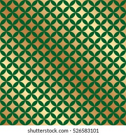 Seamless Christmas Pattern Background. Green and Gold Pattern.