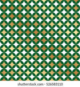 Seamless Christmas Pattern Background. Green and Gold Pattern.
