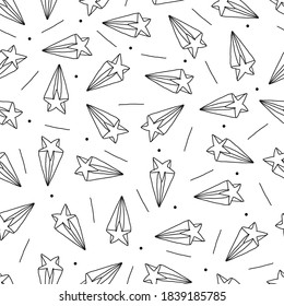 seamless christmas pattern background with hand draw shooting star
