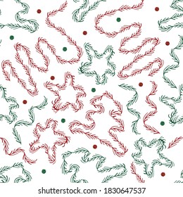 seamless christmas pattern background with ivy plant and glitter pine tree