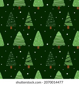 Seamless christmas pattern. Background with christmas trees. Perfect for wrapping paper, greeting cards, textile. 