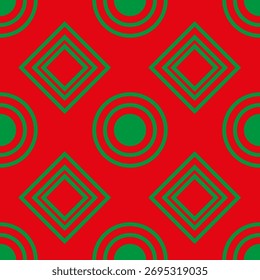 Seamless Christmas pattern with beautiful circles and squares