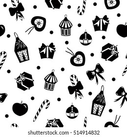seamless christmas pattern black white