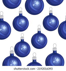 Seamless Christmas pattern blue glass ball,Christmas tree decoration.Vector pattern can be used in Christmas designs,textiles,screensavers.