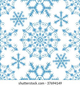 Seamless christmas pattern  from blue snowflakes (vector)