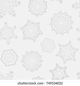 Seamless Christmas pattern from blurred snowflakes. Vector illustration.