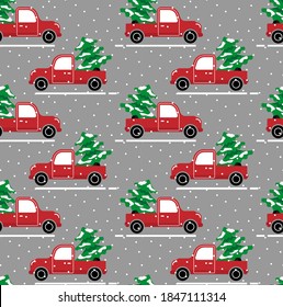 Seamless christmas pattern cabriolet carrying christmas tree eps 10