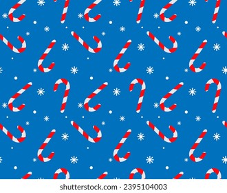 Seamless Christmas pattern with candies and snow