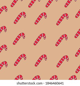 Seamless Christmas Pattern. Candy Cane. Winter Holiday Mood.