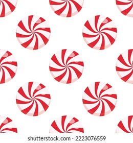 Seamless Christmas pattern with candy. Peppermint Pattern. Strawberry swirl candy seamless pattern. Perfect for fabrics, kids clothing and fashion print. Vector illustration