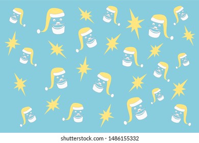 Seamless Christmas pattern with cartoon Santa Claus vector. Wrapping paper design.
Wallpaper background.