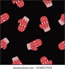 Seamless Christmas Pattern with Chritmas Red Gloves