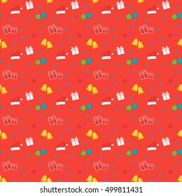 Seamless christmas pattern. Color vector background. New year decorations.
