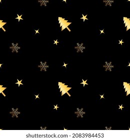 seamless christmas pattern created in golden gradient. christmas repeat pattern for gift cover, packaging, wrapping paper, fabric.
