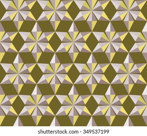 Seamless christmas pattern. Crystal  shining snowflakes. Light stars on gold background. Winter, holiday, sale, ice cream wrapper texture. Vector 