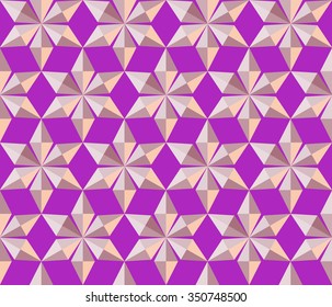 Seamless christmas pattern. Crystal  shining snowflakes. Light stars on lilac magenta background. Winter, holiday, sale, ice cream wrapper texture. Vector 
