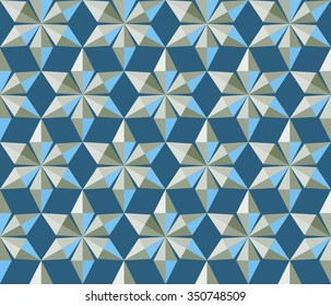 Seamless christmas pattern. Crystal  shining snowflakes. Light stars on dark blue background. Winter, holiday, sale, ice cream wrapper texture. Vector 