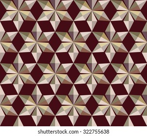 Seamless Christmas pattern. Crystal snowflakes, shining snowfall. Light silhouettes on dark background. Brown, chocolate, coffee colored. Winter, holiday, sale theme texture. Vector illustration.