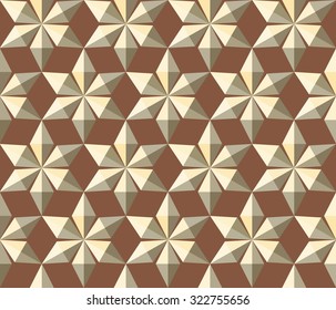 Seamless Christmas pattern. Crystal snowflakes, shining snowfall. Light silhouettes on dark background. Brown, chocolate, coffee colored. Winter, holiday, sale theme texture. Vector illustration.