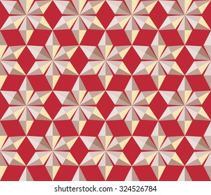 Seamless christmas pattern. Crystal snowflakes, shining snowfall. Light star silhouettes on dark red background. Ice cream, sweets wrapper. Winter, holiday, sale theme texture. Vector illustration.