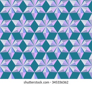 Seamless christmas pattern. Crystal snowflakes, shining snowfall. Silver star silhouettes on blue background. Winter, holiday, sale theme texture. Vector illustration.
