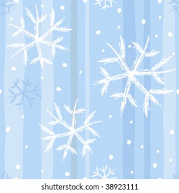 Seamless christmas pattern with curve snowflakes (vector)
