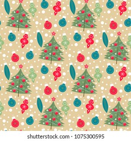 Seamless Christmas pattern, cute color design for gift wrapping paper, greeting cards, posters, banners, fabrics, textile, web