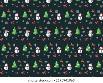Nahtloses Weihnachtsmuster mit süßen festlichen Elementen.
