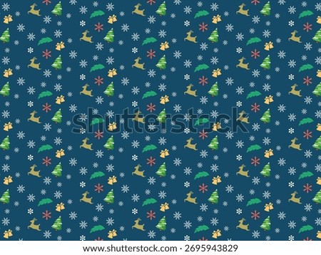 Seamless Christmas pattern with cute festive elements.
