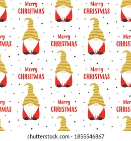 patrón de navidad sin fisuras con gnomos bonitos, ideal para tela, papel de envoltura, papel de regalo, ilustración vectorial