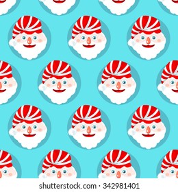 Seamless Christmas pattern with cute Santa Claus character