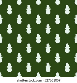 Seamless Christmas pattern with cute snowman on dark background