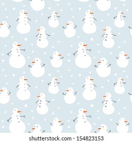 Seamless christmas pattern with cute snowmans