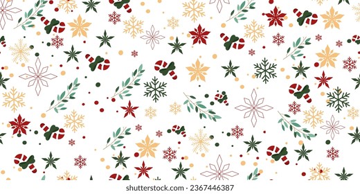 Seamless Christmas pattern. Decorative background for printing on paper and fabric.