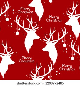 Seamless Christmas pattern with deers.