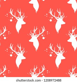 Seamless Christmas pattern with deers.