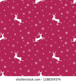 seamless Christmas pattern with deers and snowflakes